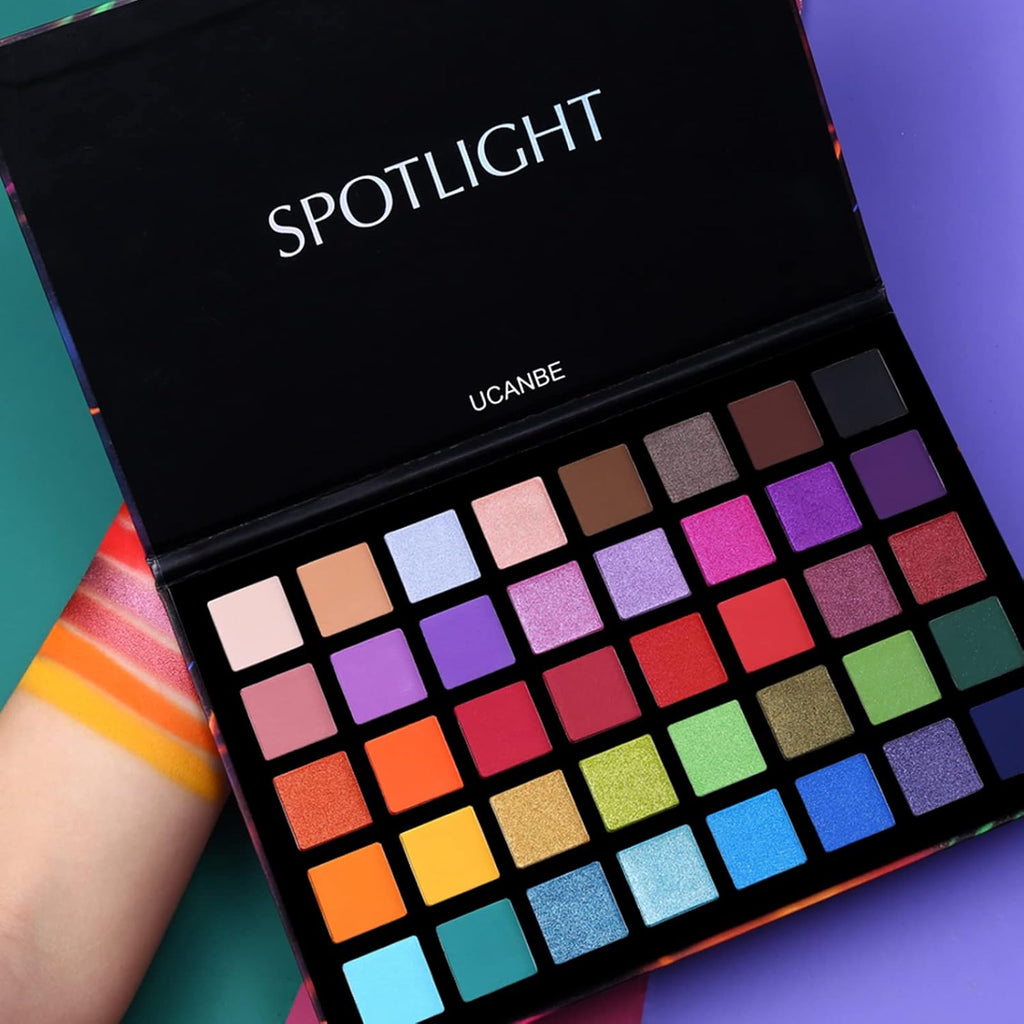 Unleash Your Creativity with the UCANBE Spotlight 40-Color Eyeshadow Palette - Highly Pigmented Matte & Shimmer Shades for Stunning Looks
