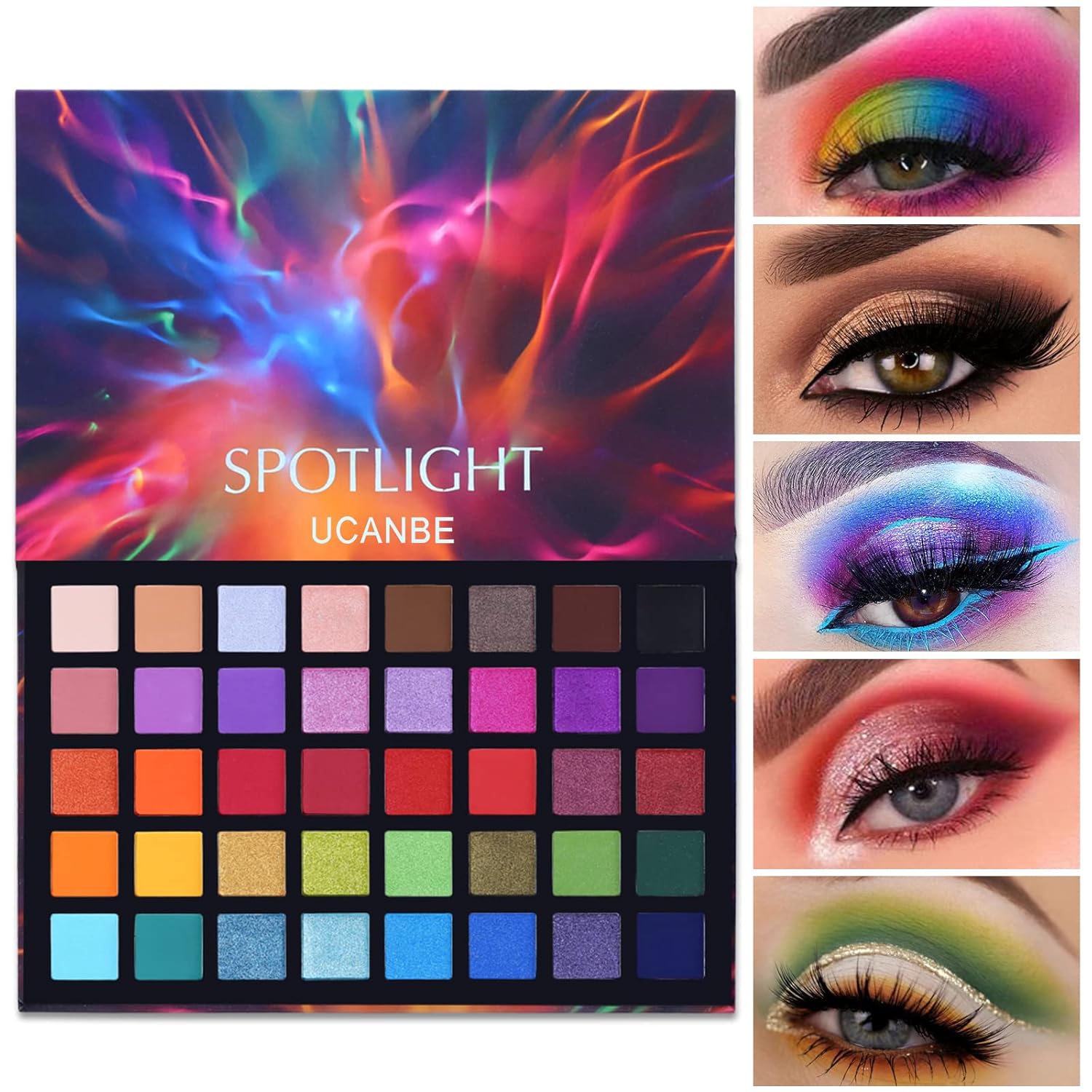 Unleash Your Creativity with the UCANBE Spotlight 40-Color Eyeshadow Palette - Highly Pigmented Matte & Shimmer Shades for Stunning Looks